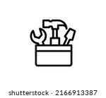 Tool case icon concept. Modern outline high quality illustration for banners, flyers and web sites. Editable stroke in trendy flat style. Line icon of repir