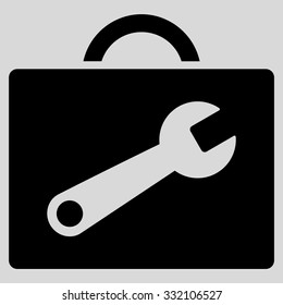 Tool Case vector icon. Style is flat symbol, black color, rounded angles, light gray background.