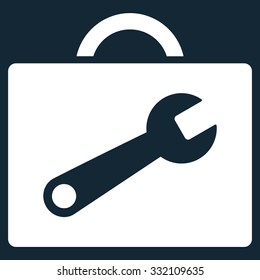 Tool Case vector icon. Style is flat symbol, white color, rounded angles, dark blue background.