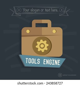 Tool engine design on blackboard background, clean vector