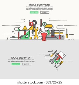 Tool Equipment for website banner and landing page , Flat line design for website element , eps10 vector format