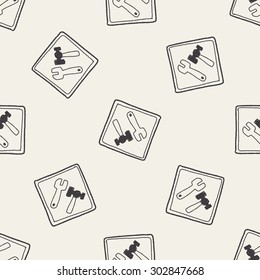 tool fix sign doodle seamless pattern background