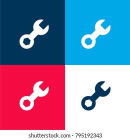 tool four color material and minimal icon logo set in red and blue