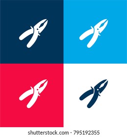 tool four color material and minimal icon logo set in red and blue