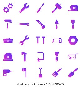 Tool gradient icons on white background, stock vector