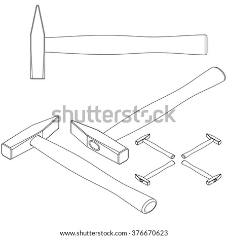 Tool Hammer Drawing Isometric 스톡 벡터(사용료 없음) 376670623 ...