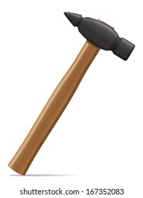 tool hammer with wooden handle vector illustration isolated on white background