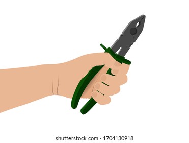 Tool in hand on a white background. Pasatigi in the hand. Work. Vector