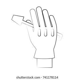 tool held by hand with glove icon image 