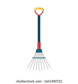 Tool for horticulture, agriculture, farming. Soil cultivator, rake for cultivating the land. Vector illustration isolated on white background.