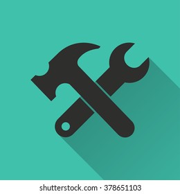 Tool   icon with long shadow, flat design. Vector illustration.