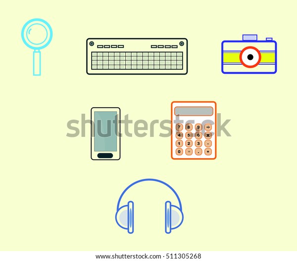tool icon\
in the office, vector on yellow\
background