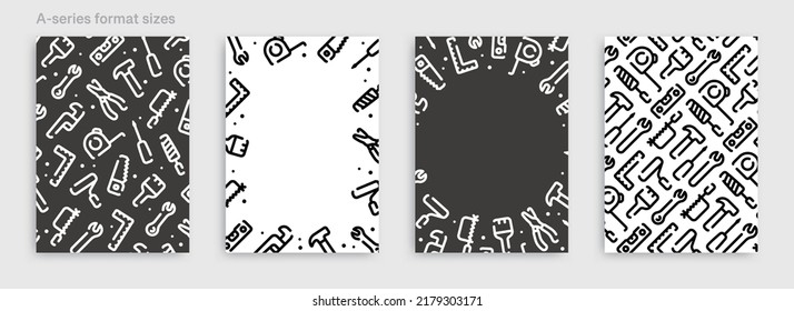 Tool icon pattern background for graphic design.A-size vertical vector template set.
