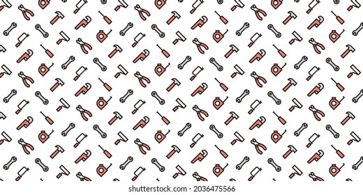 Tool icon pattern background for website or wrapping paper (Color icon version)