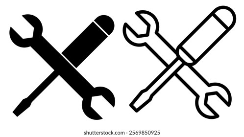 tool icon, repair, settings, simple flat style, pictogram logo sign symbol vector illustration, isolated on white for mobile app