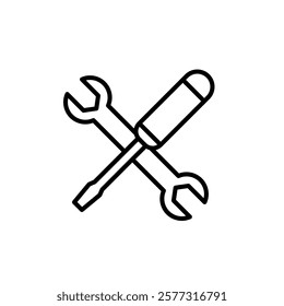 tool icon, repair, settings, simple flat style, pictogram logo sign symbol vector illustration, isolated on white for mobile app