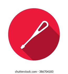 Tool icon. Screwdriver, turnscrew instrument. Industrial, fixing, support hardware service symbol. White sign on round flat button. Vector  