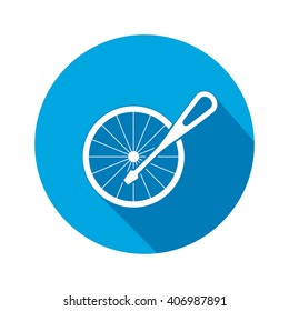 Tool icon. Screwdriver, turnscrew instrument. Industrial, fixing, repair, service symbol. White sign on round flat button. Vector  