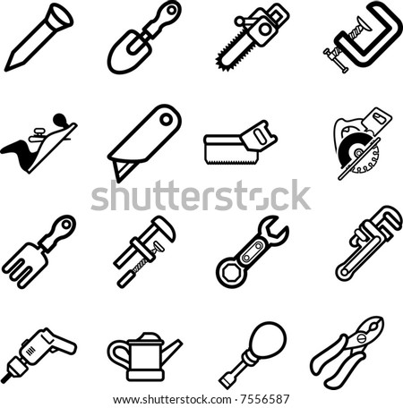 Tool icon series set Icons.  A vector series set of tool icons