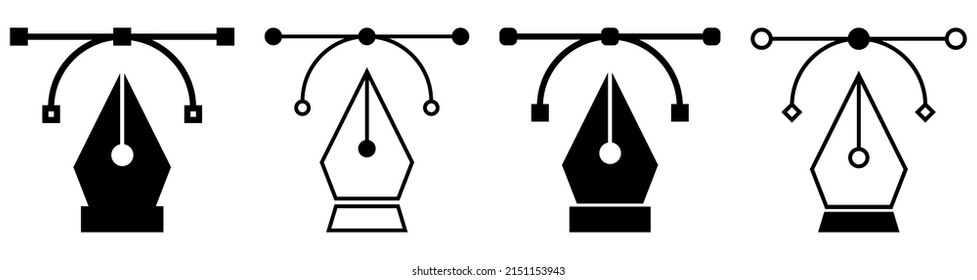 Сurvature tool icon set. Flat and line art style. Vector illustration isolated on white background