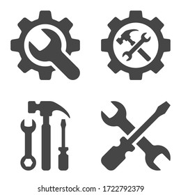 Tool icon set in flat style isolated on white background.