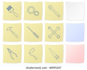 Tool icon set on a white background. Vector illustration.