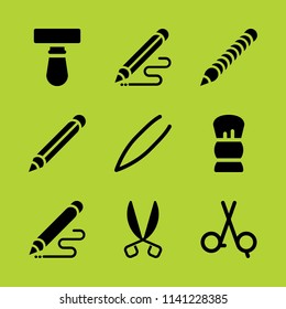 tool icon set. With pencil, blade and hair salon  vector icons for graphic design and web