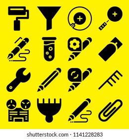 tool icon set. With pencil, wrench and hair salon  vector icons for graphic design and web