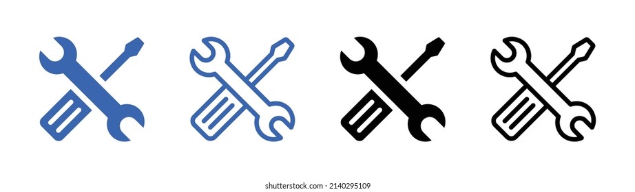 Tool icon set. Screwdriver and wrench icon collection. Vector illustration