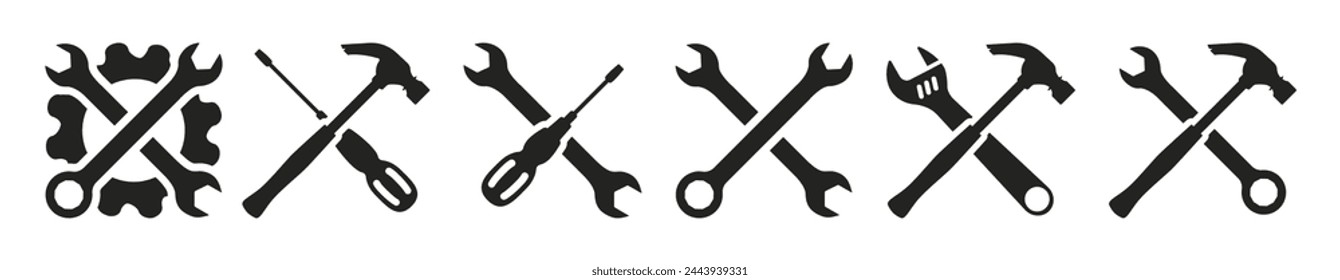 Tool icon set. Service icons set. Wrench, screwdriver and gear icon. Repair tools icon vector for web and mobile app