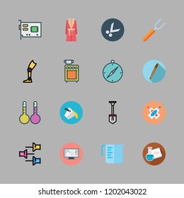 tool icon set. vector set about thermometers, fork, coat and pen icons set.