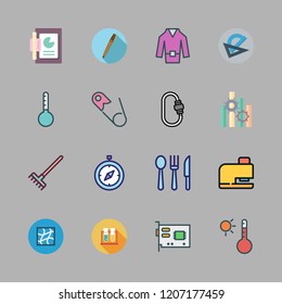 tool icon set. vector set about cutlery, graphics, coat and pen icons set.
