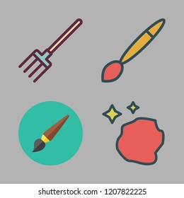 tool icon set. vector set about sponge, paint brush and pitchfork icons set.