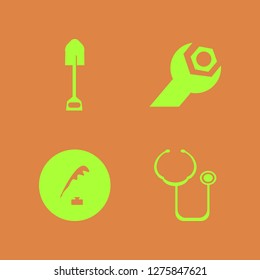 tool icon set. tool vector with shovel, pen ink and wrench gear icons illustration