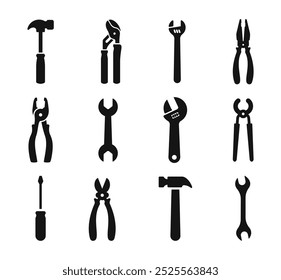 Tool icon set. Vector tools. Instrument silhouettes