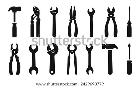 Tool icon set. Working tools. Tool kit icons. Working Tools set.
