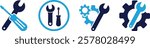 Tool icon icon set wrench, gear, spanner, hammer You can easily change the color