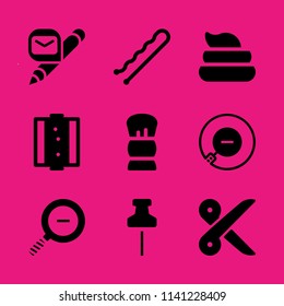 tool icon set. With zoom out, hair salon and scissors  vector icons for graphic design and web