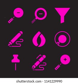 tool icon set. With zoom out, zoom out and push pin  vector icons for graphic design and web