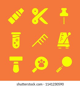 tool icon set. With zoom, test tube and scissors  vector icons for graphic design and web