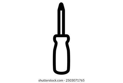 Tool icon with simple line drawing in black and white, Phillips head screwdriver, Vector Illustration