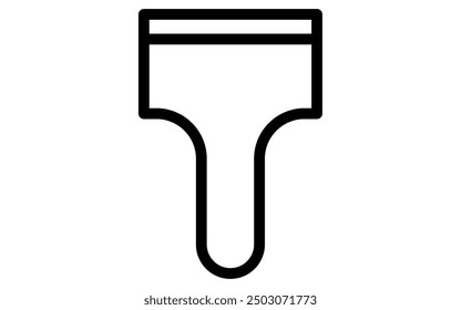 Tool icon with simple line drawing in black and white, Brush, Vector Illustration