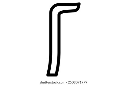 Tool icon with simple line drawing in black and white, crowbar, Vector Illustration