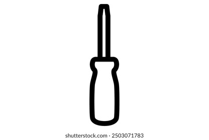 Tool icon with simple line drawing in black and white, flat head screwdrivers, Vector Illustration