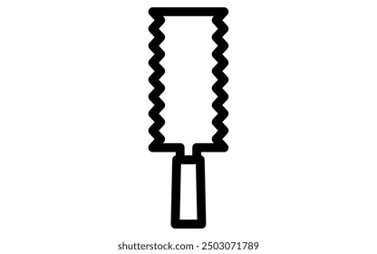 Tool icon with simple line drawing in black and white, Double-edged saws, Vector Illustration