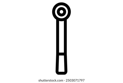 Tool icon with simple line drawing in black and white, ratchet wrench, Vector Illustration