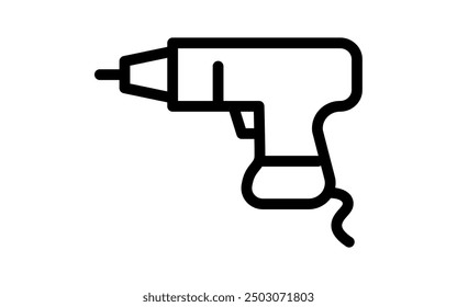 Icono de herramienta con dibujo de línea simple en blanco y negro, destornillador eléctrico, Ilustración vectorial