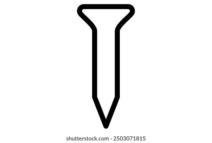 Tool icon with simple line drawing in black and white, nail, Vector Illustration