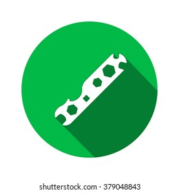 Tool icon. Spanner, nut wrench instrument. Industrial, fixing, support hardware service symbol. White sign on round green flat button. Vector  