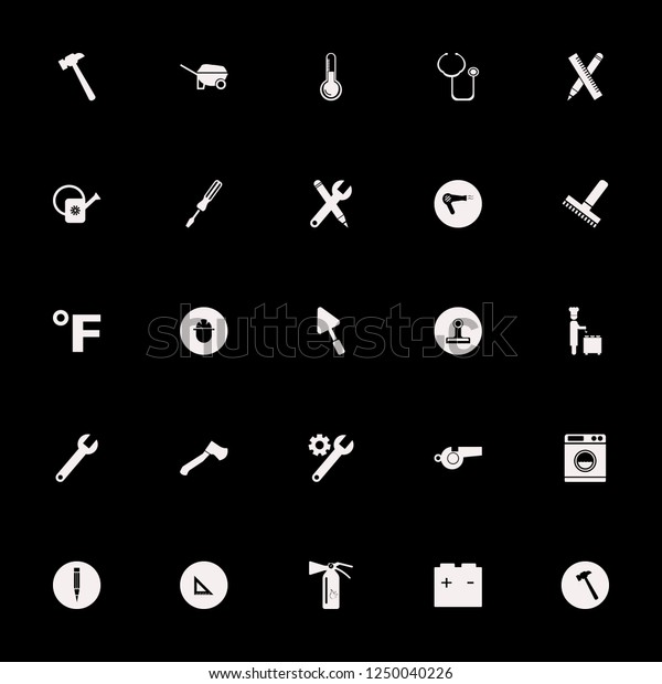 tool icon. tool vector icons set hammer,\
trowel, pencil and\
temperature